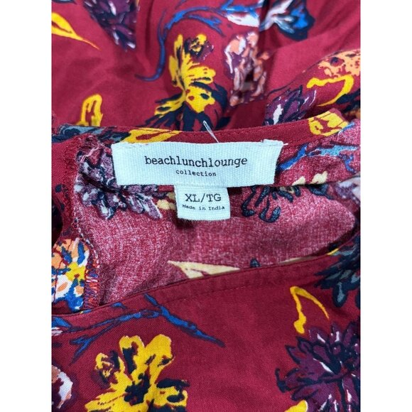 Beachlunchlounge Collection Womens Red Floral Print Short Sleeve Tunic Dress XL - Picture 7 of 9